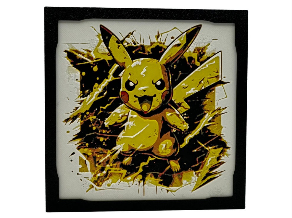 Pikachu Electric -Pokemon-3D Printed Picture- Hueforge