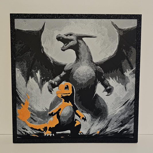 Charmander Evolution-Pokemon-3D Printed Picture- Wall Decor