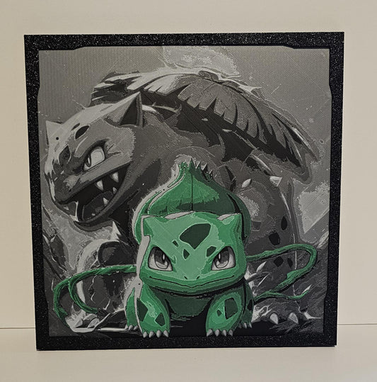 Bulbasaur Evolution-Pokemon-3D Printed Picture- Wall Decor